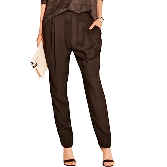 3.1 Phillip Lim Silk Crepe Draped Pocket Tapered Pull On Pants Coffee Brown NEW